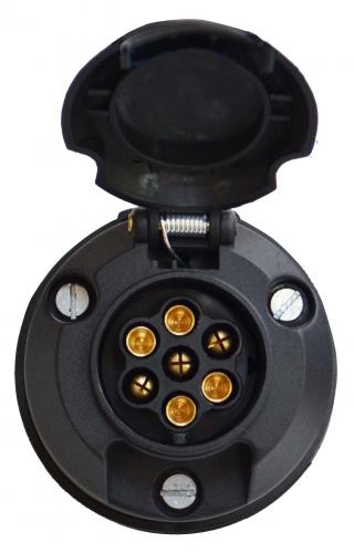 7 pin 12N-type trailer OR towing socket with sprung hinged lid